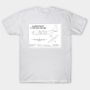 C-130 Hercules - Airplane Blueprint -  BD T-Shirt